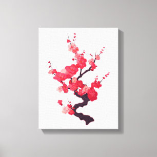 Delicate Pink Japanese Cherry Tree Twig Canvas Print