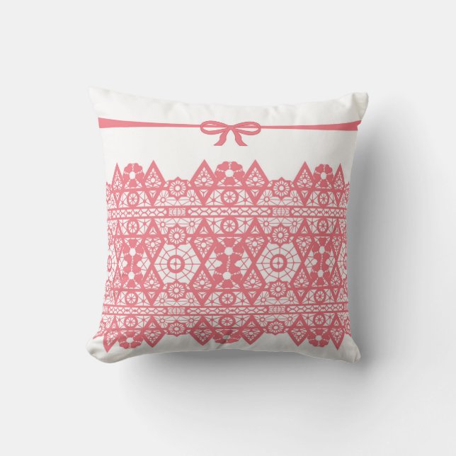 Delicate pink lace cushion (Front)