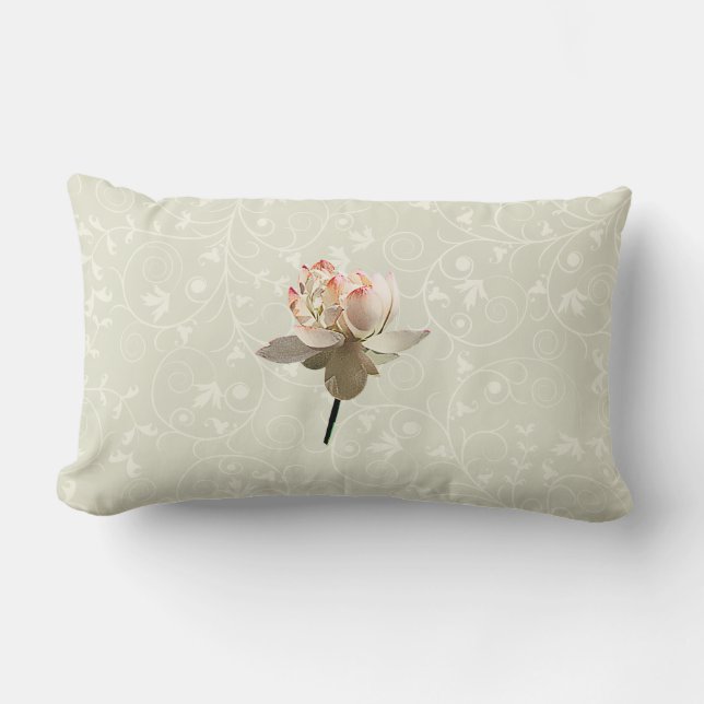 Delicate Pink Lotus Lumbar Cushion (Front)