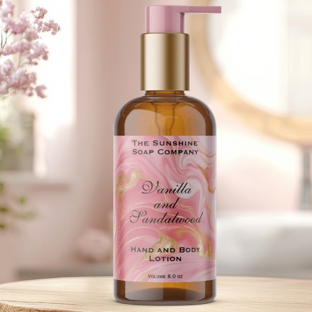 Delicate Pink Marble & Gold Foil Cosmetics Bottle Rectangular Sticker (Creator Uploaded)