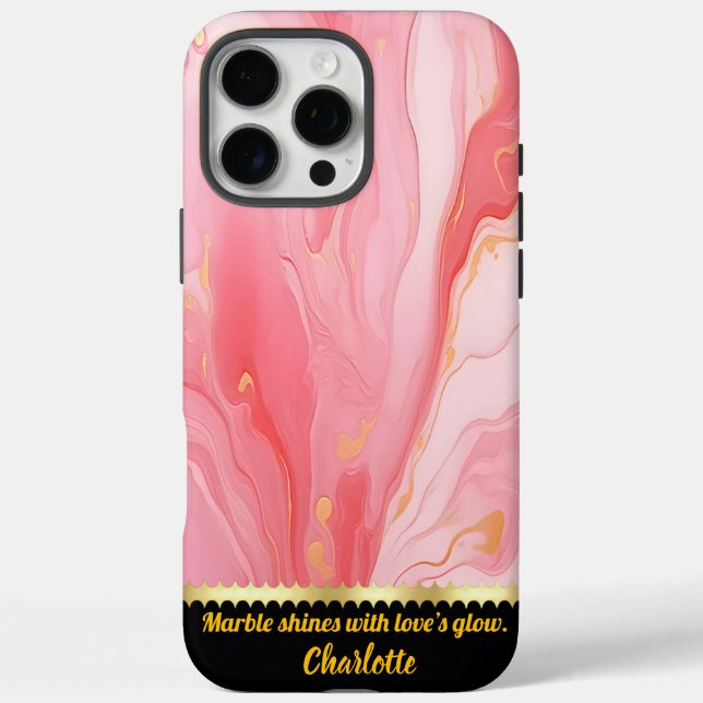 Delicate pink marble swirls with golden accents Case-Mate iPhone case (Back)