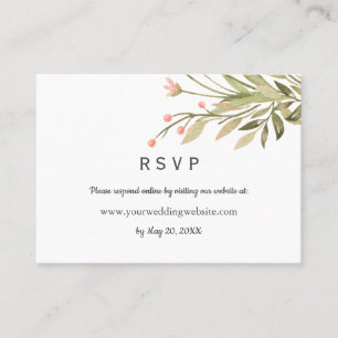 Delicate Pink meadow Wedding  RSVP Online Website Business Card