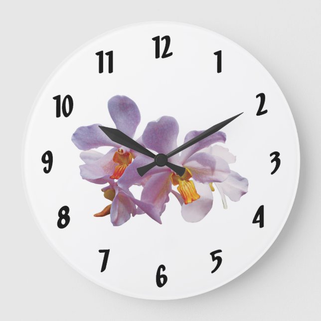 Delicate Pink Orchids Large Clock (Front)