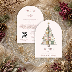 Delicate Pink Patchwork Christmas Tree TLW26 Save The Date