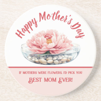 Delicate Pink Peony Mother's Day Coaster