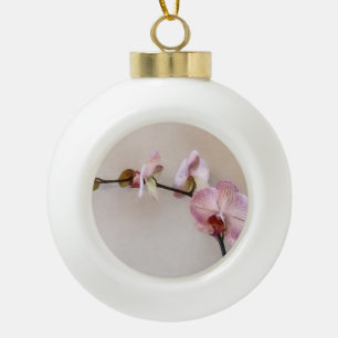 Delicate Pink Phalaenopsis Orchids Ceramic Ball Christmas Ornament