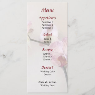 Delicate Pink Phalaenopsis Orchids Wedding Menu
