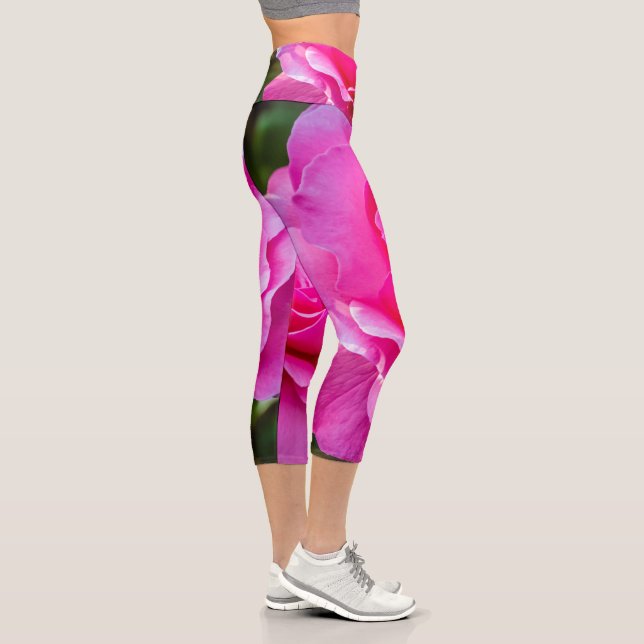 Delicate pink rose. capri leggings (Right)
