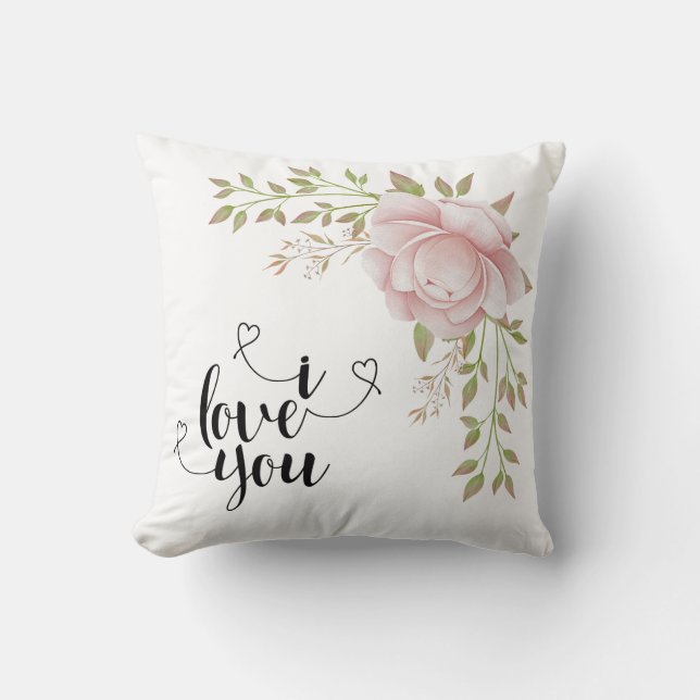 Delicate Pink Rose Pillow (Front)