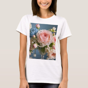 Delicate pink rose with pearl in vase T-Shirt