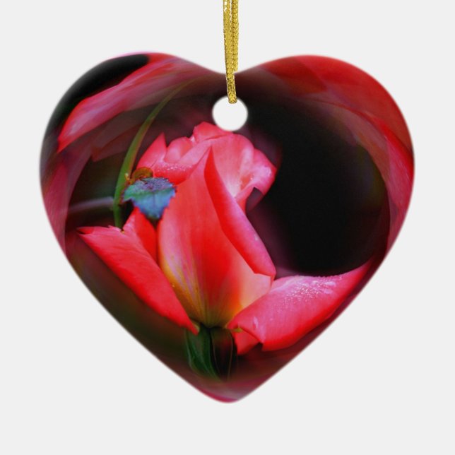 Delicate Pink Rosebud Flower Art Ornament (Front)