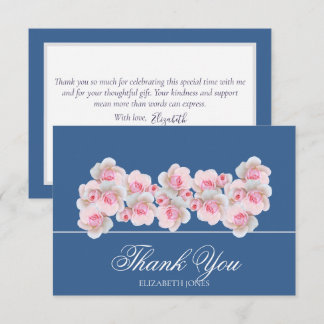 Delicate Pink Roses Floral Bridal Shower Thank You Card