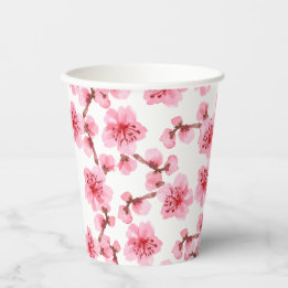 Delicate Pink Sakura Flowers Minimalist Paper Cups