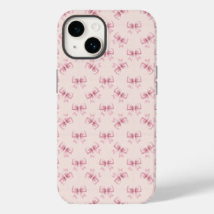 Delicate Pink Satin Bows Pearl Girly Coquette Case-Mate iPhone 14 Case
