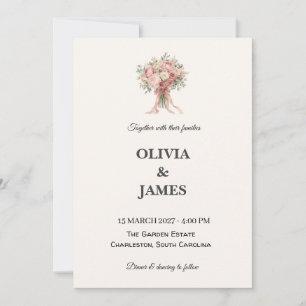 Delicate Pink Watercolor Bouquet Invitation
