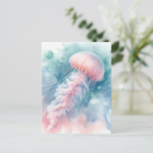 Delicate Pink Watercolor Jellyfish Postcard