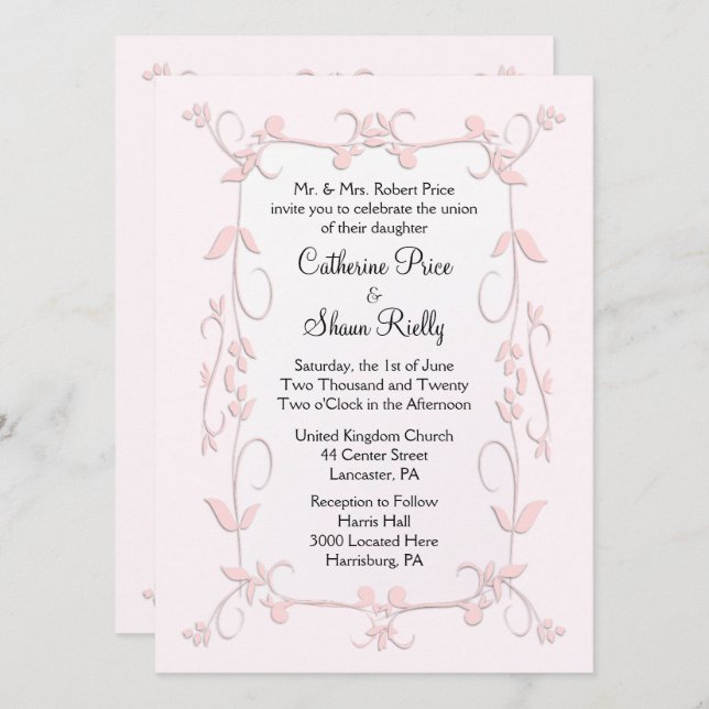 Delicate Pink Wedding Invitations (Front/Back)