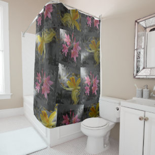 Delicate ,pink, yellow ,flowers ,glow, shower curtain