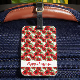 Delicate Poppy Pattern Luggage Tag