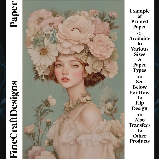 Delicate Portrait Woman Flowers CP2 Craft Paper (Creator Uploaded)