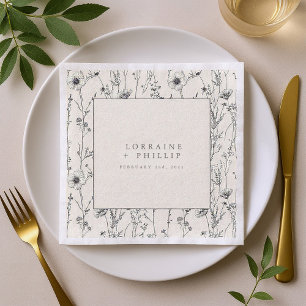 Delicate pretty wild flowers wedding napkin