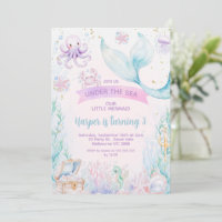 Delicate Purple Blue Little Mermaid Birthday