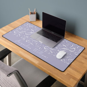 Delicate Purple Coquette Bows Desk Mat