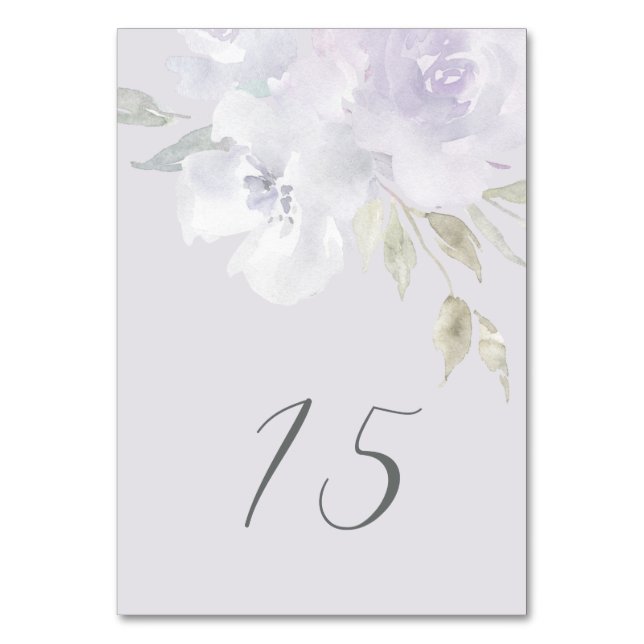 Delicate Purple Floral Quinceanera  Table Number (Front)