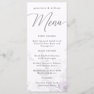 Delicate Purple Floral with Calligraphy Menu