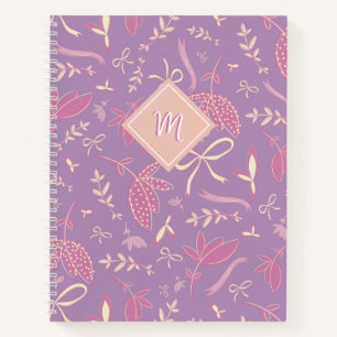 Delicate Purple Florals and Bows Notebook