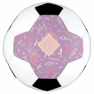 Delicate Purple Florals and Bows Soccer Ball