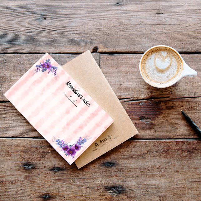 Delicate purple flower & soft red stripes 10" x 6" post-it notes (Creator Uploaded)