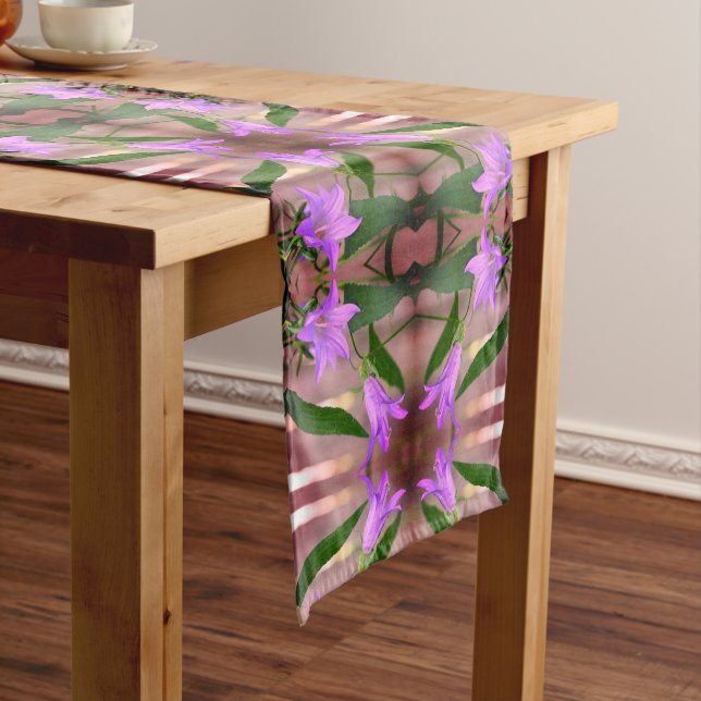 Delicate Purple Flowers Abstract Art   Short Table Runner (In Situ)