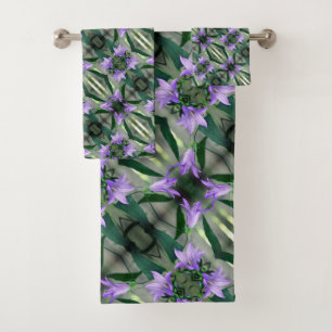 Delicate Purple Flowers Abstract Pattern     Bath Towel Set