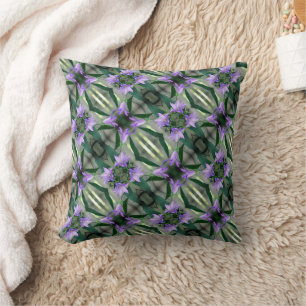 Delicate Purple Flowers Abstract Pattern Cushion