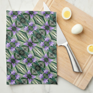 Delicate Purple Flowers Abstract Pattern      Tea Towel