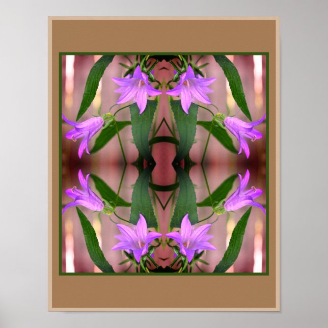 Delicate Purple Lily Flowers Mirror Abstract  Poster (Front)
