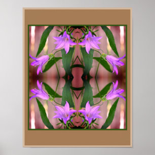 Delicate Purple Lily Flowers Mirror Nature Art Poster