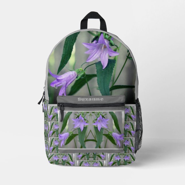 Delicate Purple Lily Flowers Personalised Printed Backpack (Front)