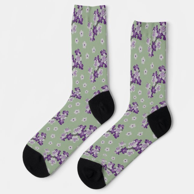 Delicate  purple Orchids Socks  (Left)