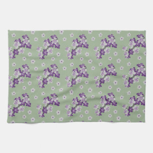 Delicate purple Orchids tea towel