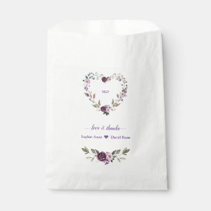 Delicate Purple Pink Peonies Flowers Wedding Favour Bag