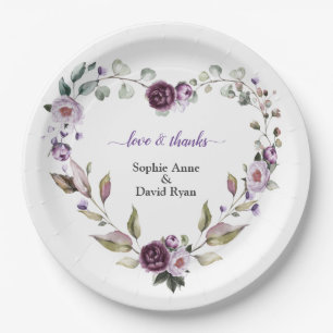 Delicate Purple Pink Peonies Flowers Wedding Paper Plate