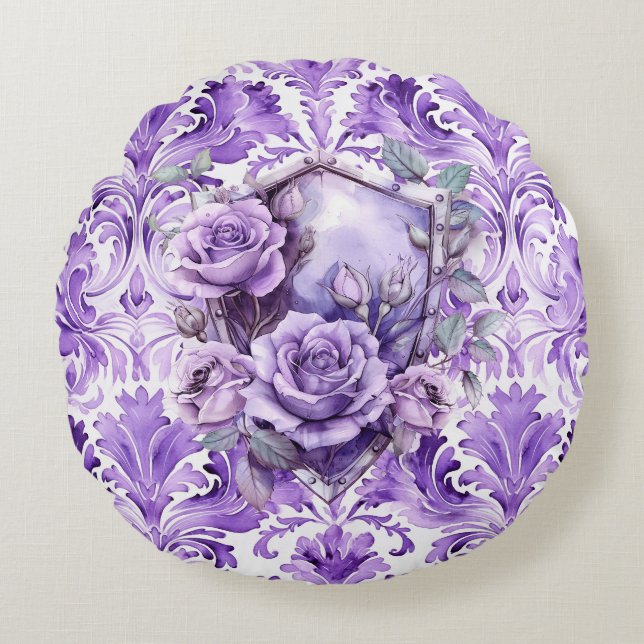 Delicate Purple Shield of Faith Round Pillow (Front)