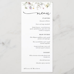 Delicate Purple Wildflower Menu