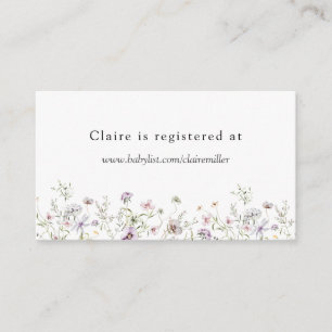 Delicate Purple Wildflower Shower Registry  Enclosure Card