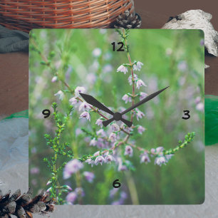 Delicate purple wildflowers  square wall clock