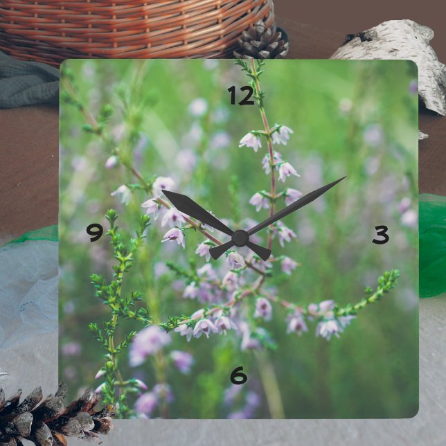 Delicate purple wildflowers  square wall clock (Creator Uploaded)