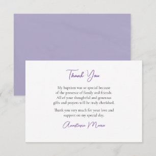Delicate Purple Wildflowers Wreath Baptism Thank You Card