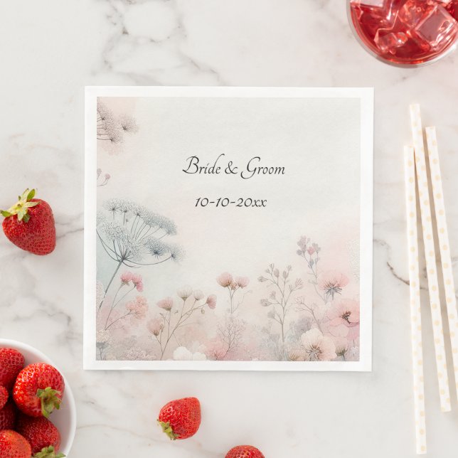 Delicate Queen Anne's Lace Wedding Napkin (Insitu)